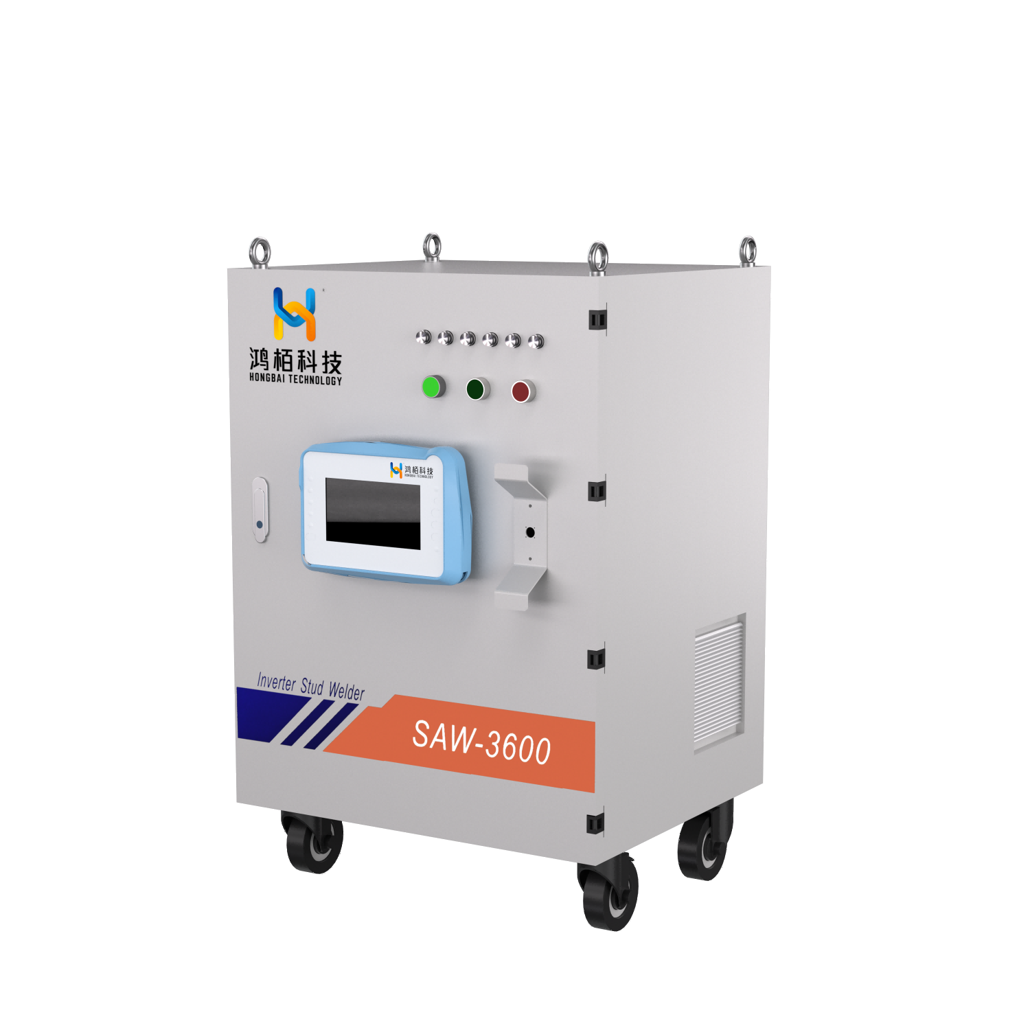 Industrial stud welding equipment control panel used to adjust welding process parameters
